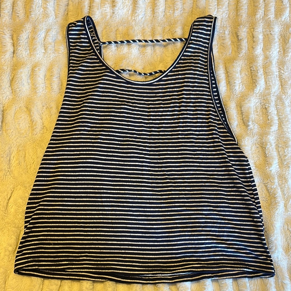 Black and White Relaxed Backless Tank Top